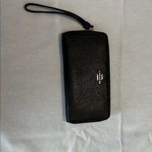 Coach Black Zip-Around Wristlet
